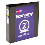 Economy View Binder with Round Rings , 3 Rings, 2" Capacity, 11 x 8.5, Black, (5730)-(AVE05730)