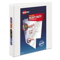 Heavy-Duty View Binder with DuraHinge and One Touch EZD Rings, 3 Rings, 1.5" Capacity, 11 x 8.5, White-(AVE79195)