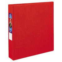 Heavy-Duty Non-View Binder with DuraHinge and One Touch EZD Rings, 3 Rings, 1.5" Capacity, 11 x 8.5, Red-(AVE79585)