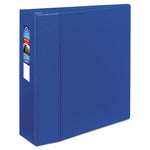 Heavy-Duty Non-View Binder with DuraHinge and Locking One Touch EZD Rings, 3 Rings, 4" Capacity, 11 x 8.5, Blue-(AVE79884)