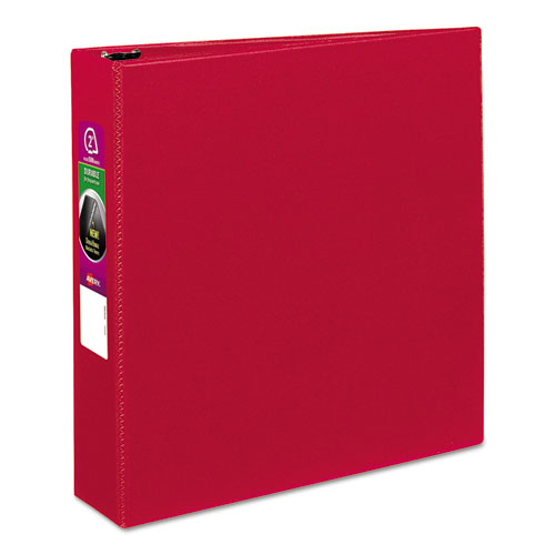 Durable Non-View Binder with DuraHinge and Slant Rings, 3 Rings, 2" Capacity, 11 x 8.5, Red-(AVE27203)