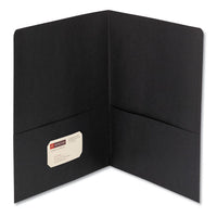 Two-Pocket Folder, Textured Paper, 100-Sheet Capacity, 11 x 8.5, Black, 25/Box-(SMD87853)