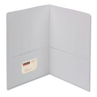 Two-Pocket Folder, Textured Paper, 100-Sheet Capacity, 11 x 8.5, White, 25/Box-(SMD87861)