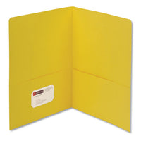 Two-Pocket Folder, Textured Paper, 100-Sheet Capacity, 11 x 8.5, Yellow, 25/Box-(SMD87862)