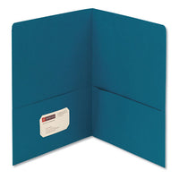 Two-Pocket Folder, Textured Paper, 100-Sheet Capacity, 11 x 8.5, Teal, 25/Box-(SMD87867)