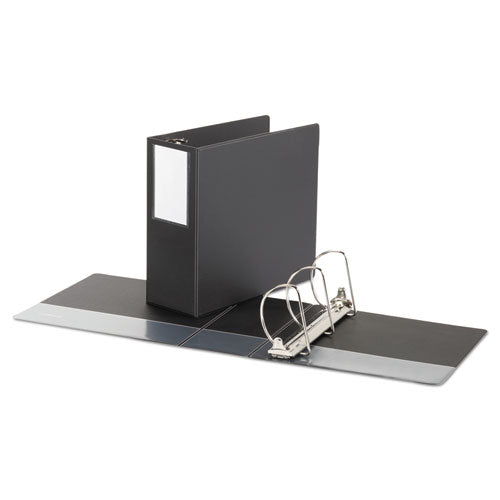 Deluxe Non-View D-Ring Binder with Label Holder, 3 Rings, 5" Capacity, 11 x 8.5, Black-(UNV20714)