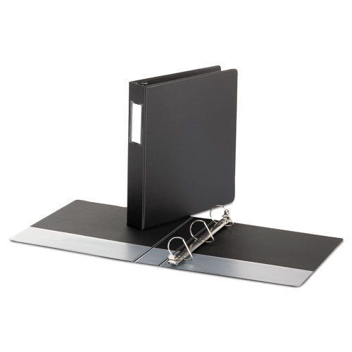 Deluxe Non-View D-Ring Binder with Label Holder, 3 Rings, 1.5" Capacity, 11 x 8.5, Black-(UNV20771)