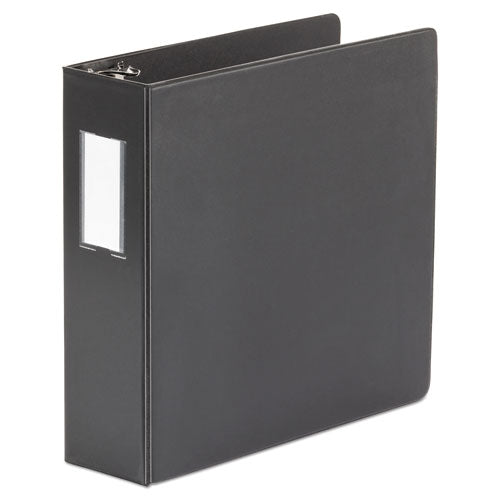 Deluxe Non-View D-Ring Binder with Label Holder, 3 Rings, 3" Capacity, 11 x 8.5, Black-(UNV20791)