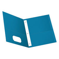 Twin-Pocket Folders with 3 Fasteners, 0.5" Capacity, 11 x 8.5, Light Blue, 25/Box-(OXF57701)