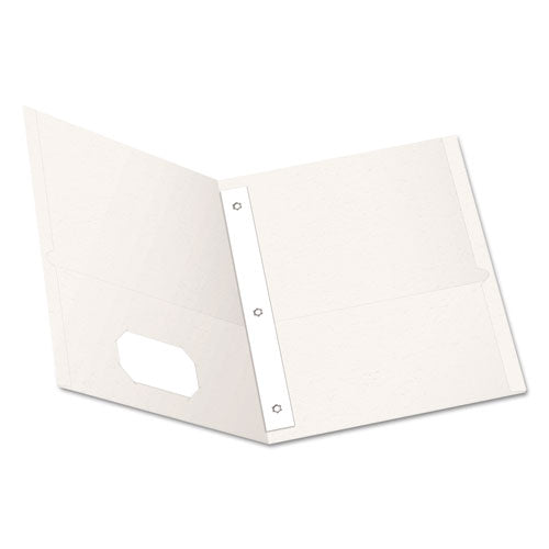 Twin-Pocket Folders with 3 Fasteners, 0.5" Capacity, 11 x 8.5, White, 25/Box-(OXF57704)