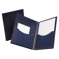 Poly Double Stuff Gusseted 2-Pocket Folder, 200-Sheet Capacity, 11 x 8.5, Navy-(OXF57455)