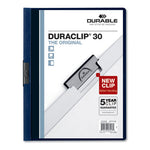 DuraClip Report Cover, Clip Fastener, 8.5 x 11, Clear/Navy, 25/Box-(DBL220328)