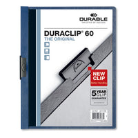 DuraClip Report Cover, Clip Fastener, 8.5 x 11, Clear/Dark Blue, 25/Box-(DBL221407)