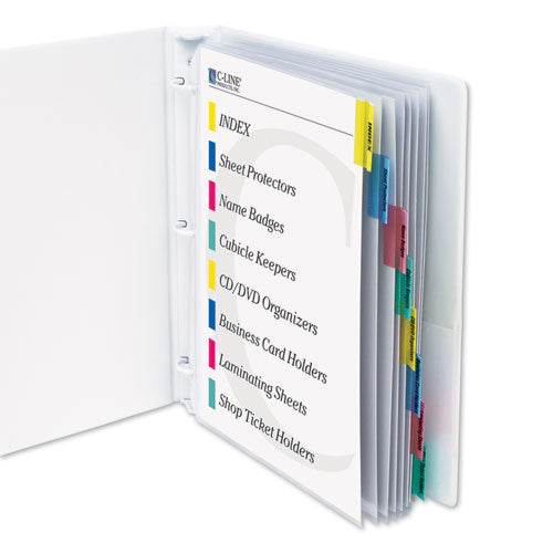 Sheet Protectors with Index Tabs, Assorted Color Tabs, 2", 11 x 8.5, 8/Set-(CLI05580)