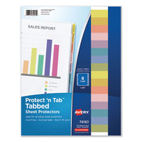 Protect n Tab Top-Load Clear Sheet Protectors w/Eight Tabs, Letter-(AVE74161)