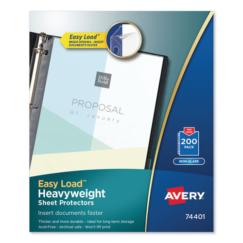 Top-Load Poly Sheet Protectors, Heavyweight, Letter, Nonglare, 200/Box-(AVE74401)