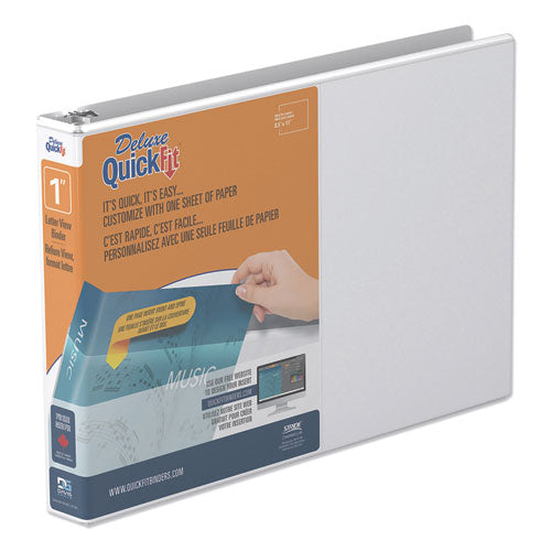 QuickFit Landscape Spreadsheet Round Ring View Binder, 3 Rings, 1" Capacity, 11 x 8.5, White-(STW97110)