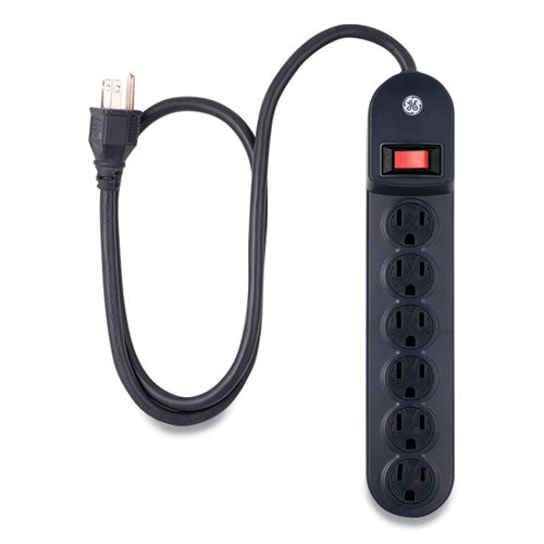 Heavy Duty Power Strip, 6 Outlets, 3 ft Cord, Black-(GEL56223)