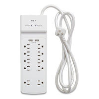 Surge Protector, 10 AC Outlets/2 USB Ports, 6 ft Cord, 3,000 J, White-(NXT24324338)