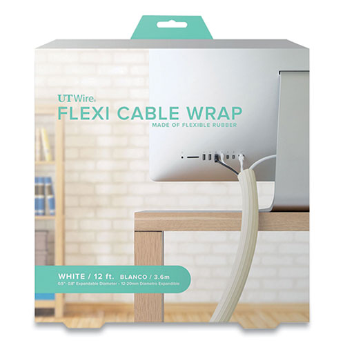 Flexi Cable Wrap, 0.5" to 1" x 12 ft, White-(RBOUTWFCW12WH)