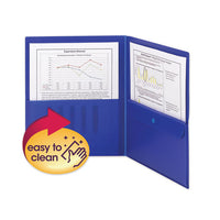 Poly Two-Pocket Folder with Security Pocket, 11 x 8 1/2, Blue, 5/Pack-(SMD87701)