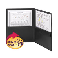 Poly Two-Pocket Folder with Snap Closure Security Pocket, 100-Sheet Capacity, 11 x 8.5, Black, 5/Pack-(SMD87700)