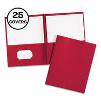 Two-Pocket Folder, Prong Fastener, 0.5" Capacity, 11 x 8.5, Red, 25/Box-(AVE47979)