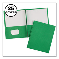 Two-Pocket Folder, Prong Fastener, 0.5" Capacity, 11 x 8.5, Green, 25/Box-(AVE47977)