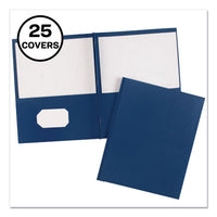 Two-Pocket Folder, Prong Fastener, 0.5" Capacity, 11 x 8.5, Dark Blue, 25/Box-(AVE47975)