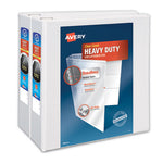 Heavy-Duty Non Stick View Binder with DuraHinge and Slant Rings, 3 Rings, 4" Capacity, 11 x 8.5, White, 2/Pack-(AVE79875)