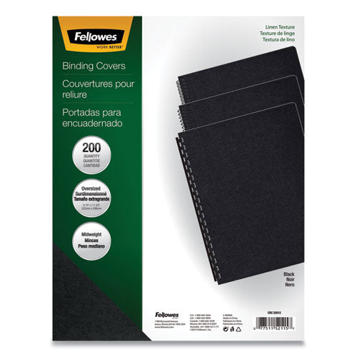 Expressions Linen Texture Presentation Covers for Binding Systems, Black, 11.25 x 8.75, Unpunched, 200/Pack-(FEL52115)