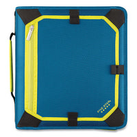 Zipper Binder, 3 Rings, 2" Capacity, 11 x 8.5, Teal/Yellow Accents-(ACC29052IH8)