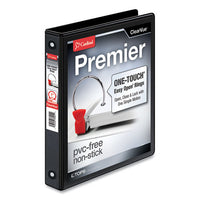 Premier Easy Open ClearVue Locking Round Ring Binder, 3 Rings, 1" Capacity, 11 x 8.5, Black-(CRD11101)