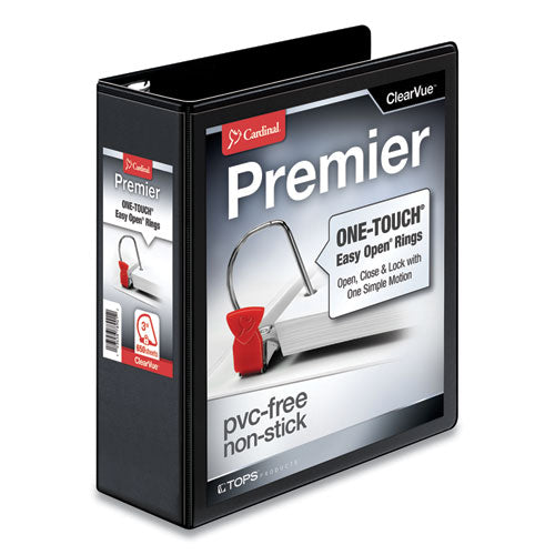 Premier Easy Open ClearVue Locking Slant-D Ring Binder, 3 Rings, 3" Capacity, 11 x 8.5, Black-(CRD10331)