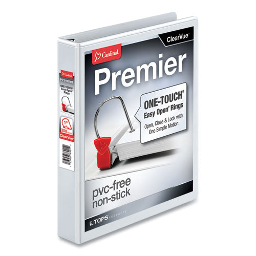 Premier Easy Open ClearVue Locking Slant-D Ring Binder, 3 Rings, 1" Capacity, 11 x 8.5, White-(CRD10300)