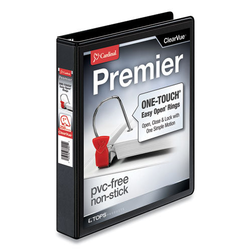 Premier Easy Open ClearVue Locking Slant-D Ring Binder, 3 Rings, 1" Capacity, 11 x 8.5, Black-(CRD10301)