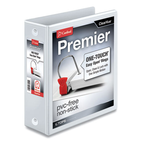 Premier Easy Open ClearVue Locking Round Ring Binder, 3 Rings, 3" Capacity, 11 x 8.5, White-(CRD11130)