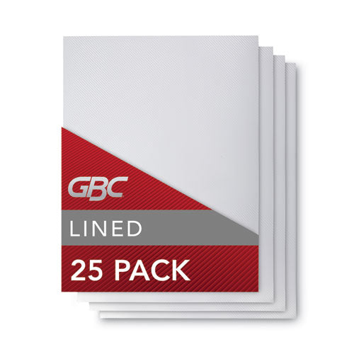 Design View Poly Presentation Covers for Binding Systems, Clear Lined, 11 x 8.5, Unpunched, 25/Pack-(GBC2514496)