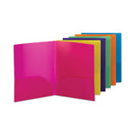 Poly Two-Pocket Folders, 100-Sheet Capacity, 11 x 8.5, Assorted, 6/Pack-(SMD87761)