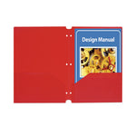 Two-Pocket Heavyweight Poly Portfolio Folder, 3-Hole Punch, 11 x 8.5, Red, 25/Box-(CLI32934)