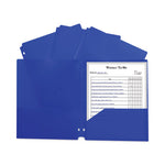 Two-Pocket Heavyweight Poly Portfolio Folder, 3-Hole Punch, 11 x 8.5, Blue, 25/Box-(CLI33935BX)