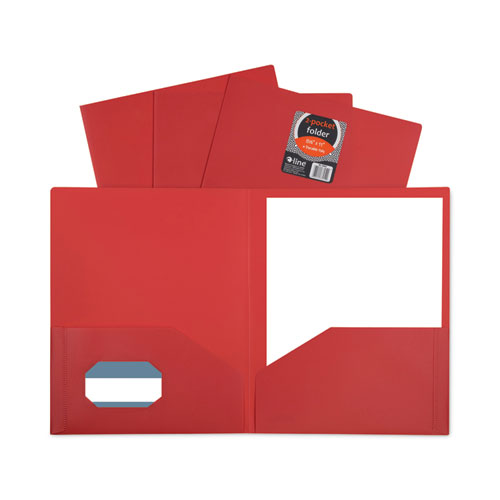 Two-Pocket Heavyweight Poly Portfolio Folder, 11 x 8.5, Red, 25/Box-(CLI33954BX)