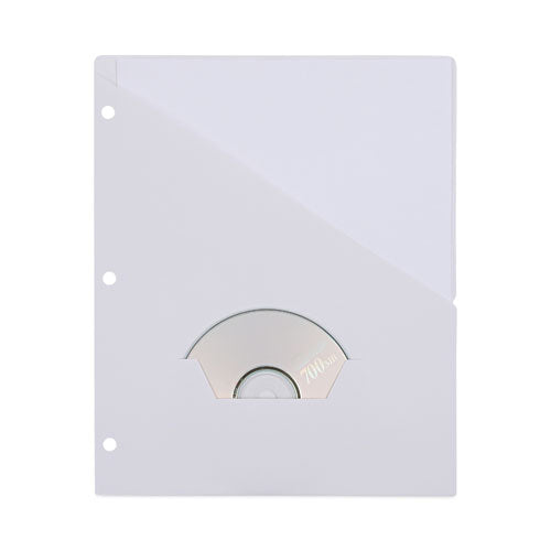 Slash-Cut Pockets for Three-Ring Binders, Jacket, Letter, 11 Pt., 9.75 x 11.75, White, 10/Pack-(UNV61687)