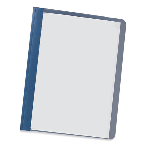 Clear Front Report Cover, Prong Fastener, 0.5" Capacity, 8.5 x 11, Clear/Dark Blue, 25/Box-(UNV57122)