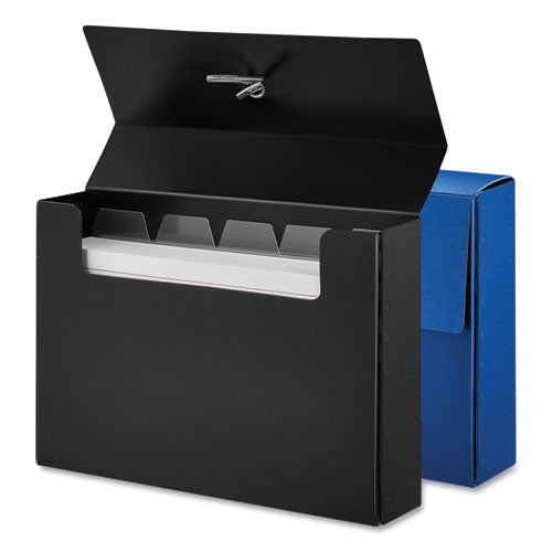 Poly Index Card Box, Holds 100 3 x 5 Cards, 3 x 1.33 x 5, Plastic, Black/Blue, 2/Pack-(UNV47304)