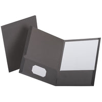 Linen Finish Twin Pocket Folders, 100-Sheet Capacity, 11 x 8.5, Light Gray, 25/Box-(OXF53405)