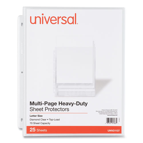 Top-Load Poly Sheet Protectors, Heavy Gauge, Letter Size, Clear, 25/Pack-(UNV21137)