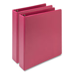 Earths Choice Plant-Based Economy Round Ring View Binders, 3 Rings, 1.5" Capacity, 11 x 8.5, Pink, 2/Pack-(SAMMP286576)