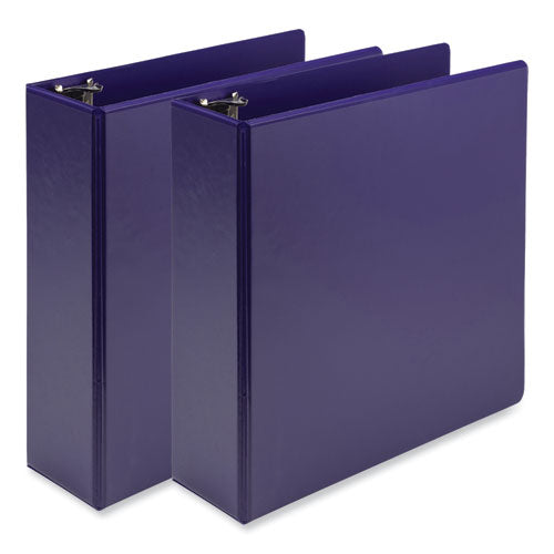 Earths Choice Plant-Based Economy Round Ring View Binders, 3 Rings, 3" Capacity, 11 x 8.5, Purple, 2/Pack-(SAMU86808)