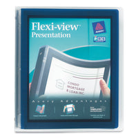 Flexi-View Binder with Round Rings, 3 Rings, 1" Capacity, 11 x 8.5, Navy Blue-(AVE17685)